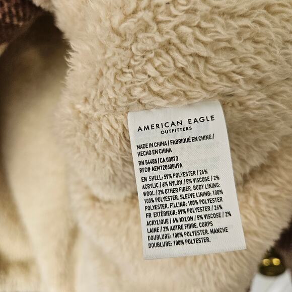 American Eagle Womens Sherpa Lined Shacket Size XL Plaid Jacket Warm - Picture 4 of 6